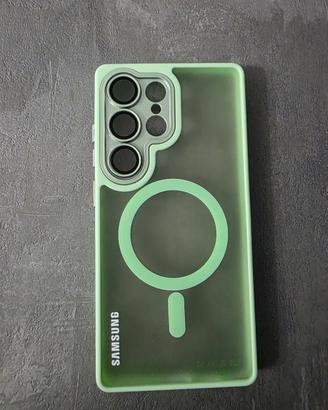 Cover s25 ultra Samsung green + trasparente magnet