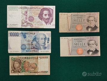 Lotto banconote lire italiane
