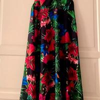 Abito lungo modello Marilyn fiori rossi e blu 46