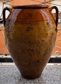Giara antica in terracotta invetriata pugliese