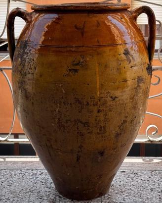 Giara antica in terracotta invetriata pugliese