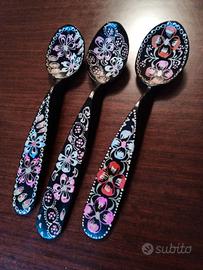 3 cucchiai tipici artigianato Europa Est vintage 