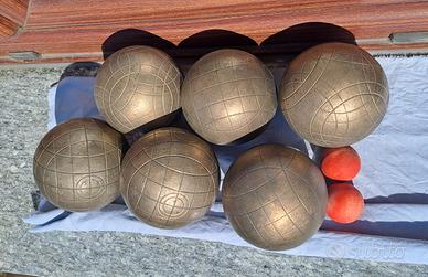 6 bocce in metallo e borsa