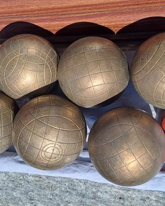 6 bocce in metallo e borsa
