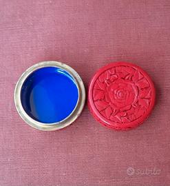 Antica Scatola Cinese in Cinabro Intagliato 