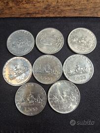 Lotto 8 monete in Argento Caravelle Unità d'Italia