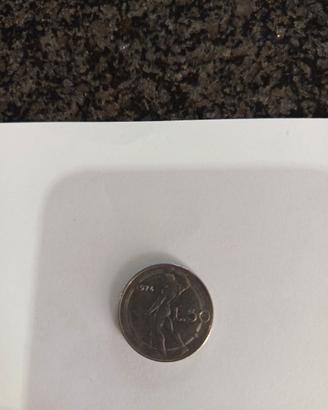 monete 50 lire 1974  con errore di conio 