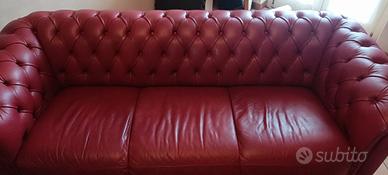 Divano in pelle stile Chesterfield 3 posti