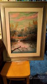 GRANDE DIPINTO OLIO PAESAGGIO di Ghilardi Alberto 
