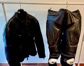 Tuta moto in pelle nera Suomy divisibile