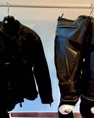 Tuta moto in pelle nera Suomy divisibile