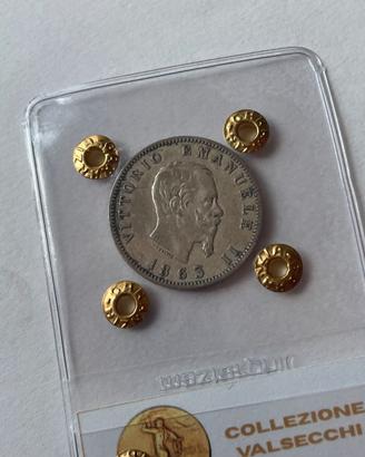1 Lira 1863 Milano Stemma V.E. II BB+ Valsecchi