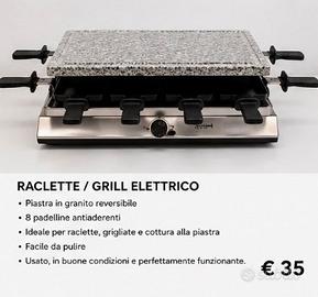Griglia/Raclette elettrica con piastra in pietra