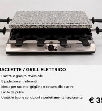 Griglia/Raclette elettrica con piastra in pietra