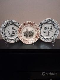 tre piatti in ceramica deco