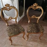 5 sedie legno dorato scolpito