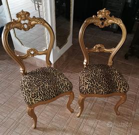 5 sedie legno dorato scolpito