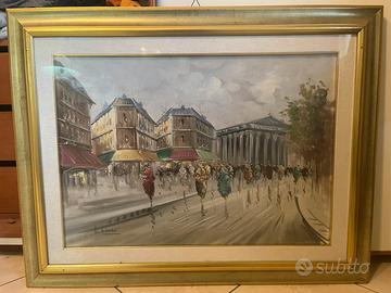 Quadro olio su tela Parigi L.Lanzi