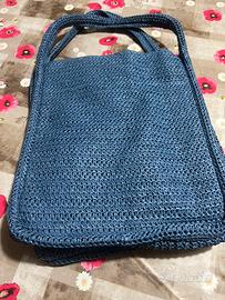 Borsa in cartapaglia blu just
