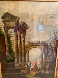 Quadro allegoria tra antiche rovine
