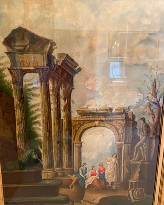 Quadro allegoria tra antiche rovine