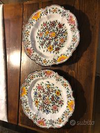 COPPIA PIATTI CERAMICA GUBBIO DIPINTI A MANO