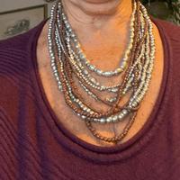 Collana multifili argento e marrone