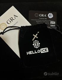 Croce in Argento 925 con moissanite GRA Hello ice