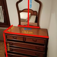 Comò - Cassettiera con specchio vintage anni 60
