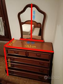 Comò - Cassettiera con specchio vintage anni 60