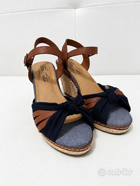 Sandali con zeppa Tom Tailor blu e marrone
