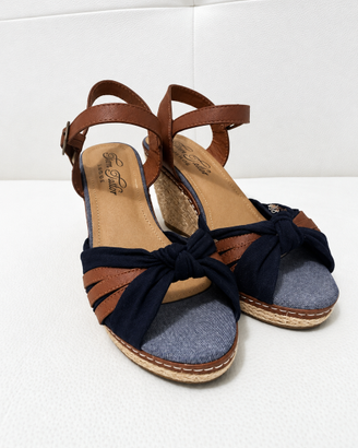 Sandali con zeppa Tom Tailor blu e marrone