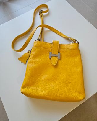 Borsa tracolla donna gialla pelle