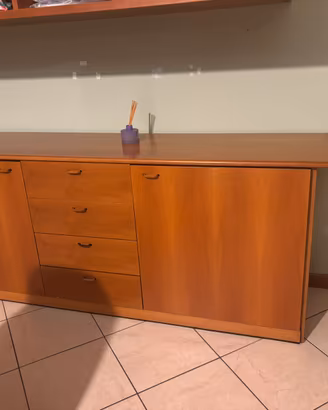 Credenza, mobile basso con cassetti e ante
