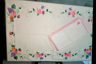 Tovaglia in cotone con fiori e frutta per 6