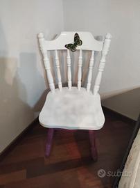 sedia old America in legno bianca e viola