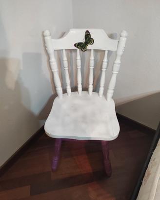 sedia old America in legno bianca e viola