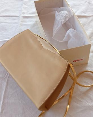 Borsetta beige Melluso tracolla  metallo dorato