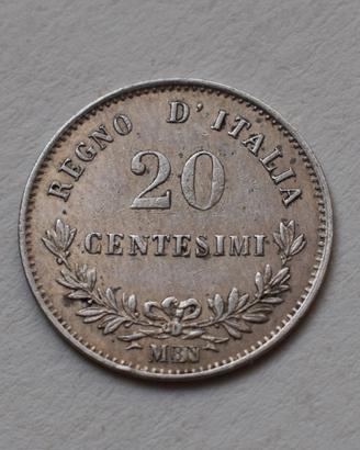 20 CENTESIMI 1863 MILANO VITTORIO EMANUELE II
