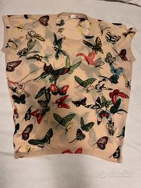 Maglia a maniche corte con stampa con farfalle