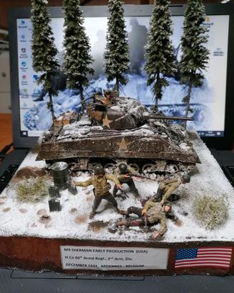 Diorama 1:35 carro armato USA M4 Sherman Ardenne