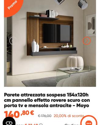 Parete TV effetto legno