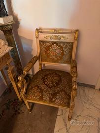 Poltrona in stile Luigi XVI laccata e dorata