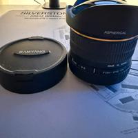 Obbiettivo fotocamera Samyang fisheye 8mm