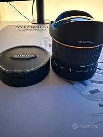 Obbiettivo fotocamera Samyang fisheye 8mm