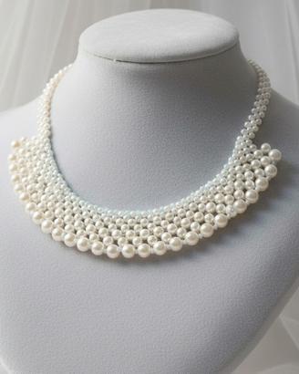Collana bavaglio vintage 800 stile regale perle