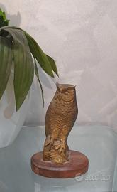  Gufo statua scultura fermacarte In bronzo 