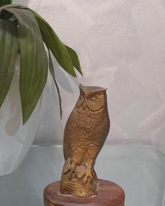  Gufo statua scultura fermacarte In bronzo 