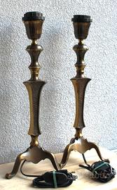 COPPIA LAMPADE DA COMODINO IN BRONZO - anni 60/70