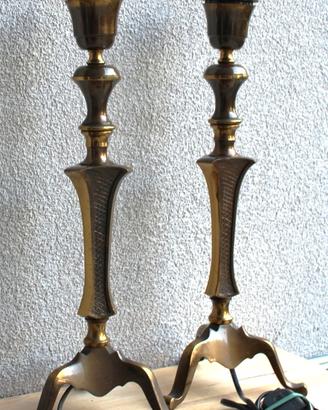 COPPIA LAMPADE DA COMODINO IN BRONZO - anni 60/70